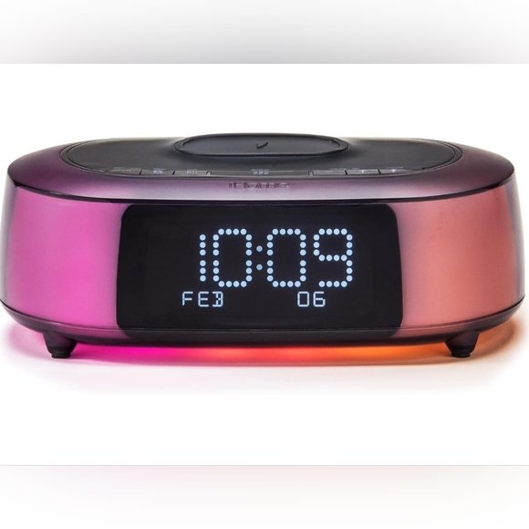iHome Wireless Charging Bluetooth Color Changing Alarm Clock Speaker with USB - Picture 2 of 16